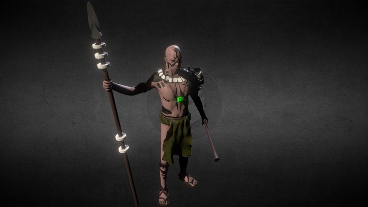 Low Poly Style Mayan Warrior 3D Model