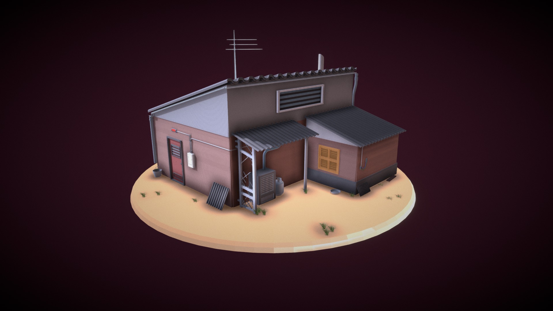 3D model Abandoned house - This is a 3D model of the Abandoned house. The 3D model is about a model of a house.
