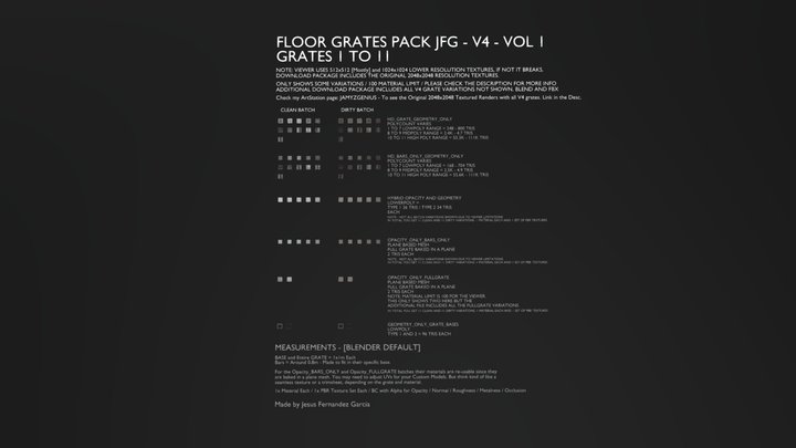 Floor Grates Pack JFG V4 Vol 1 - Grates 1 to 11 3D Model