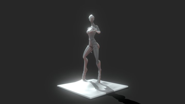 Moonwalker 3D Printable sci-fi female 3D Model