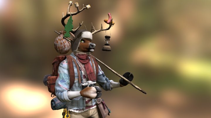 Camping Deer Avatar, Second Life 3D Scan 3D Model