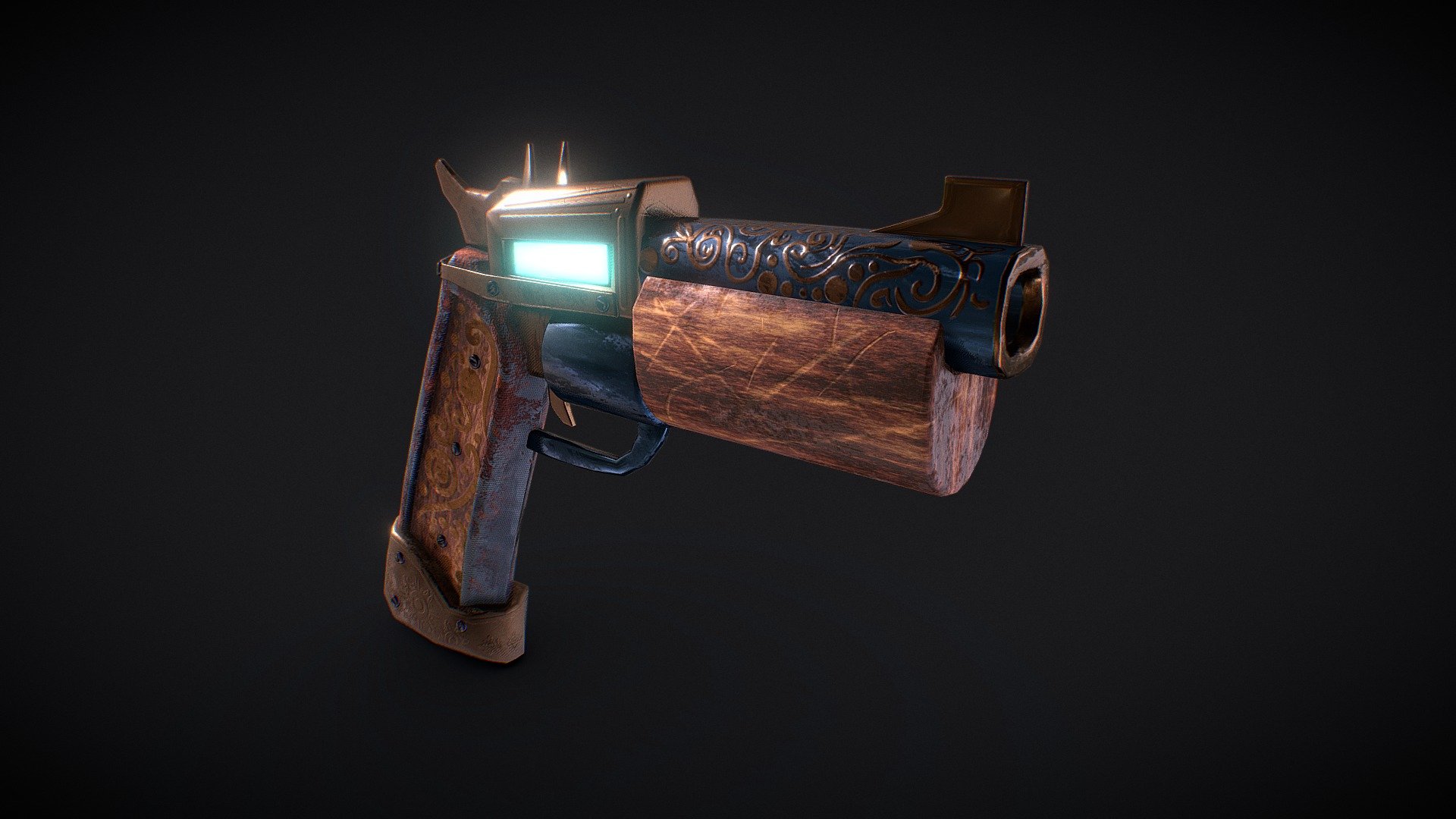 Sci-fi cowboy revolver - 3D model by Loco y Atul - Carlos Cortez  (@locoyatul) [a8119d7]
