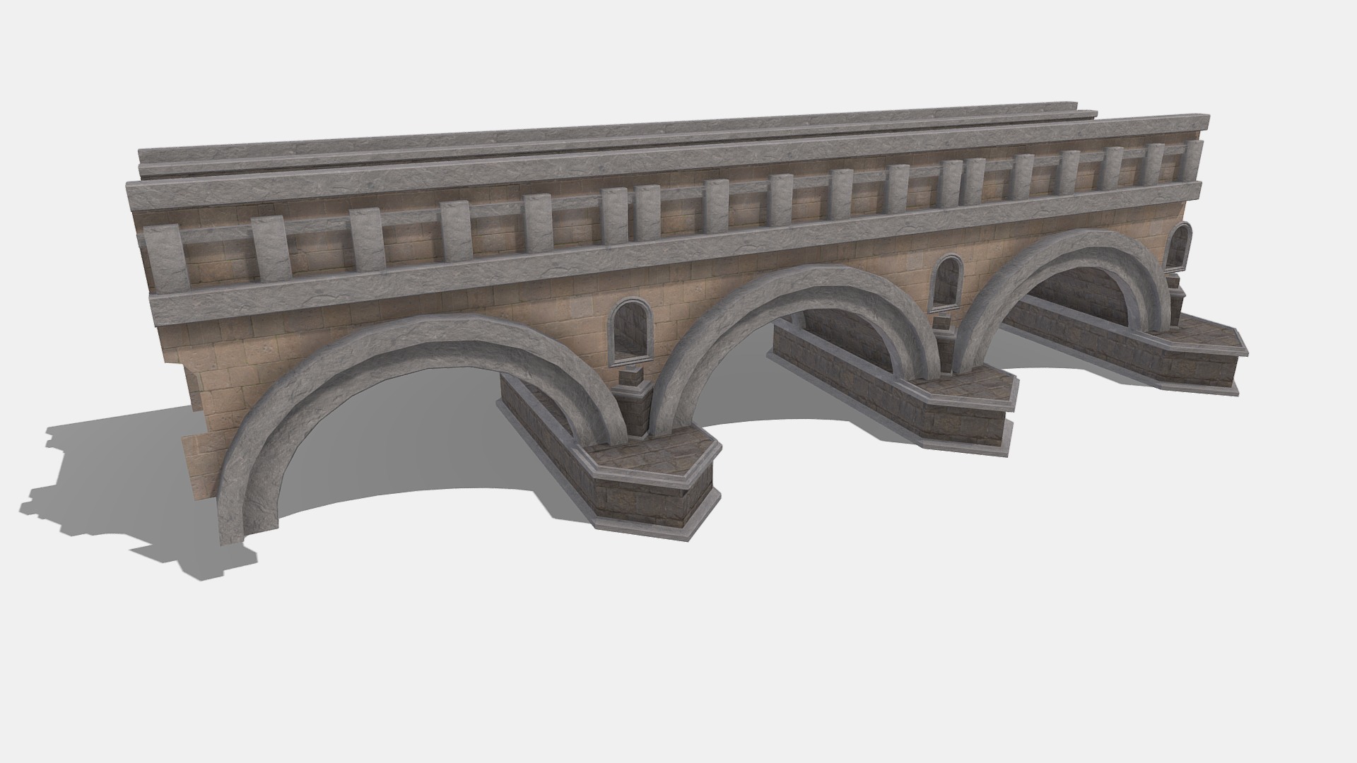 3D model Bridge - This is a 3D model of the Bridge. The 3D model is about a stone building with arched windows.