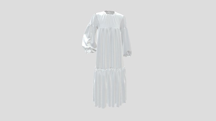 Embroidered Chiffon Dress 3D Model