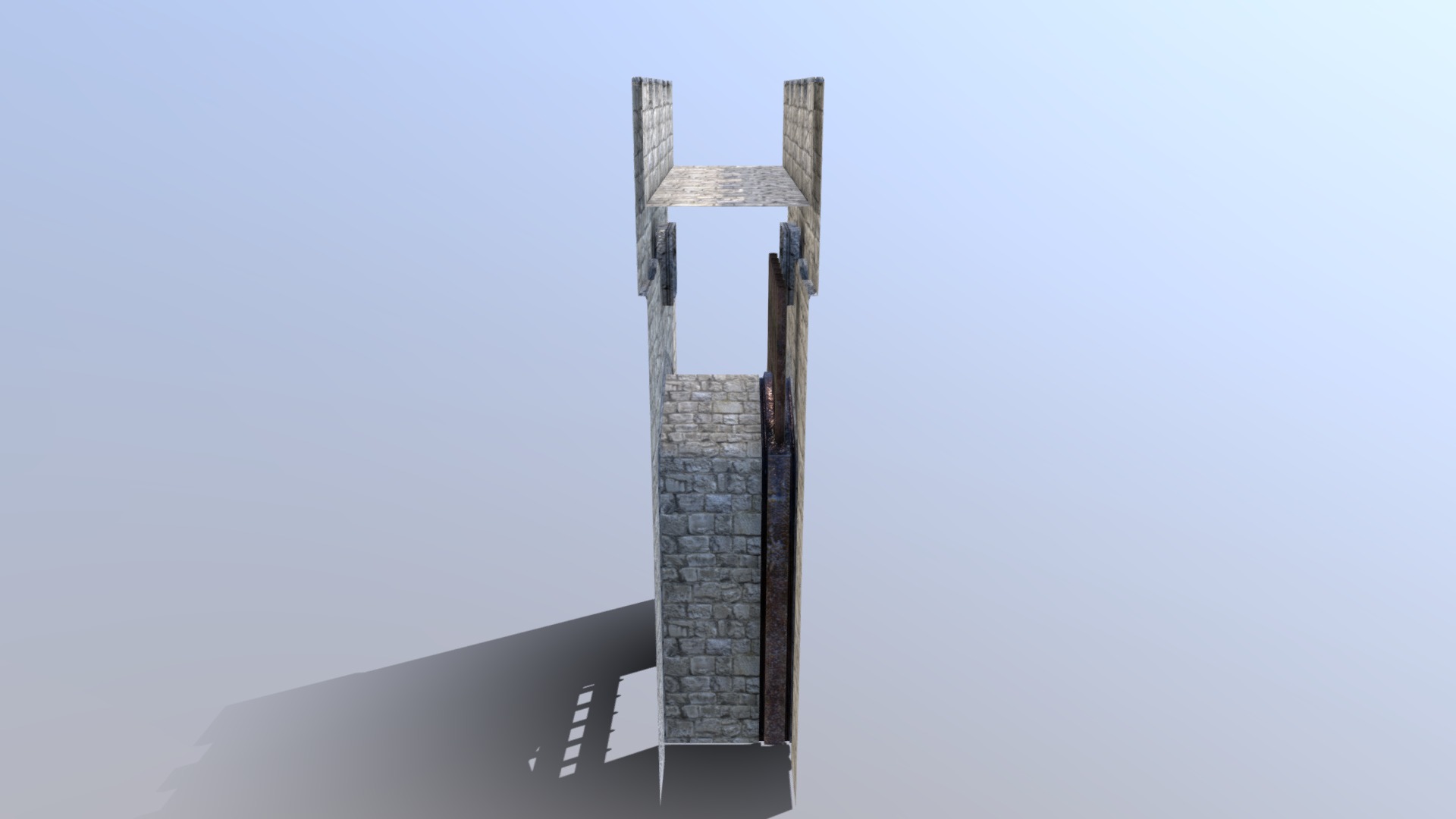 3D model French- Gatehouse - This is a 3D model of the French- Gatehouse. The 3D model is about a wooden tower on a hill.