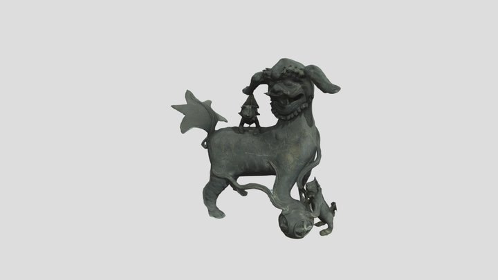 22. Tượng lân hý cầu 3D Model