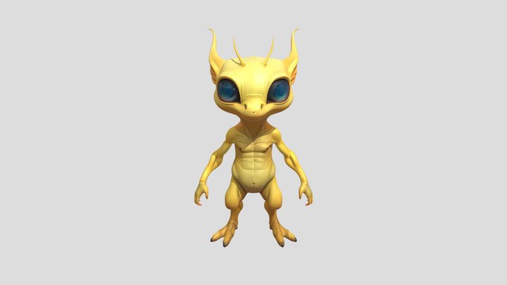 yellow alien-like humanoid creature 3D Model