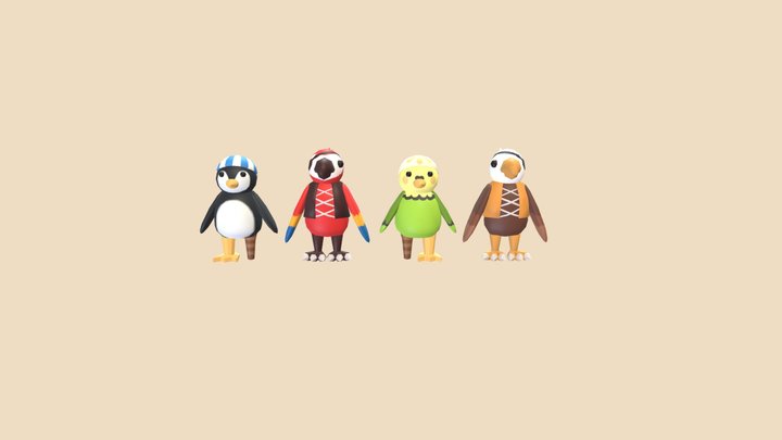 Pirate Bird Characters 3D Model