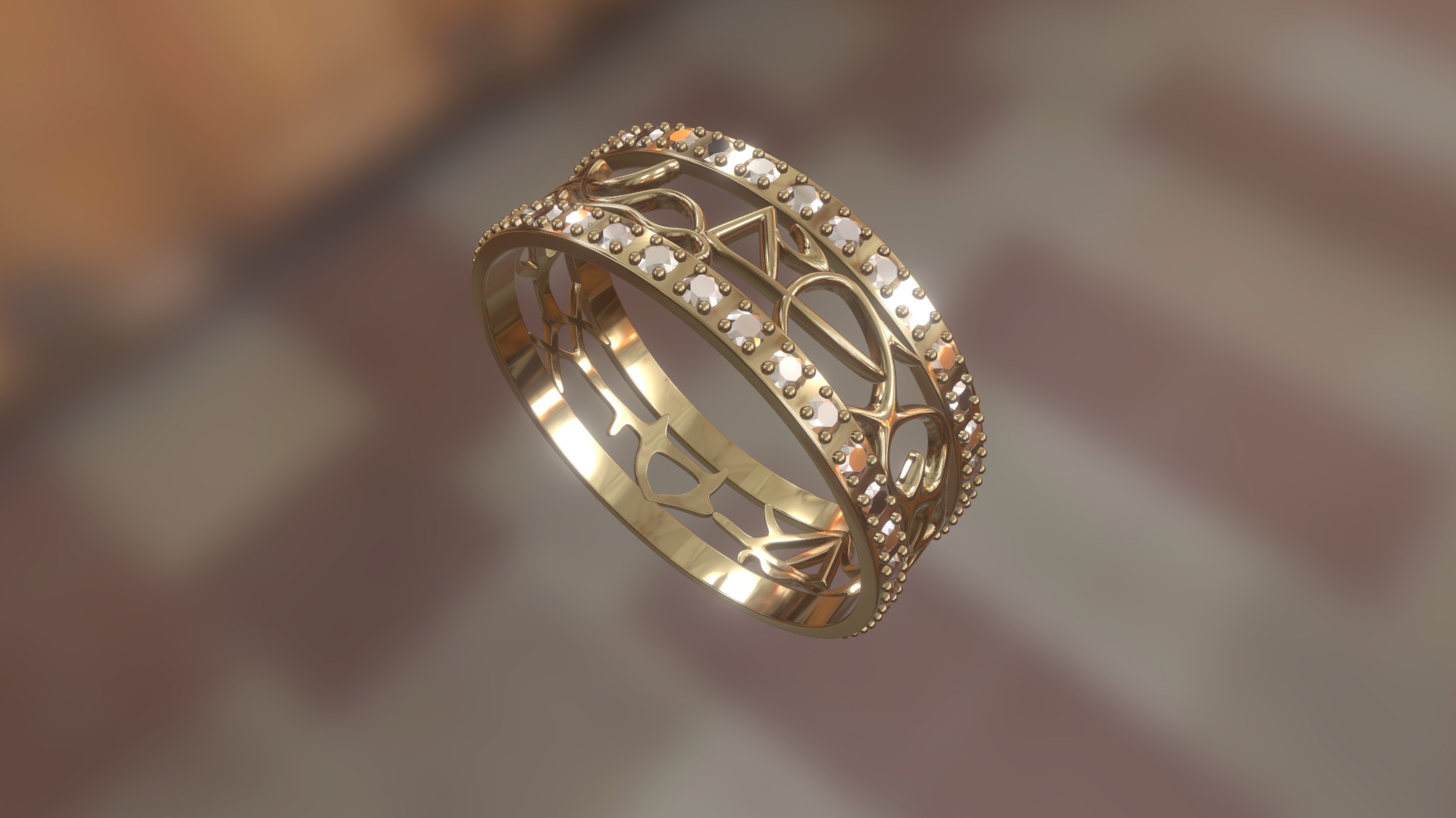3D model 521 Jewelry – Ring Wild v.2 - This is a 3D model of the 521 Jewelry - Ring Wild v.2. The 3D model is about a gold and silver watch.