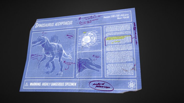 Spinosaurus Lab Blueprint 3D Model