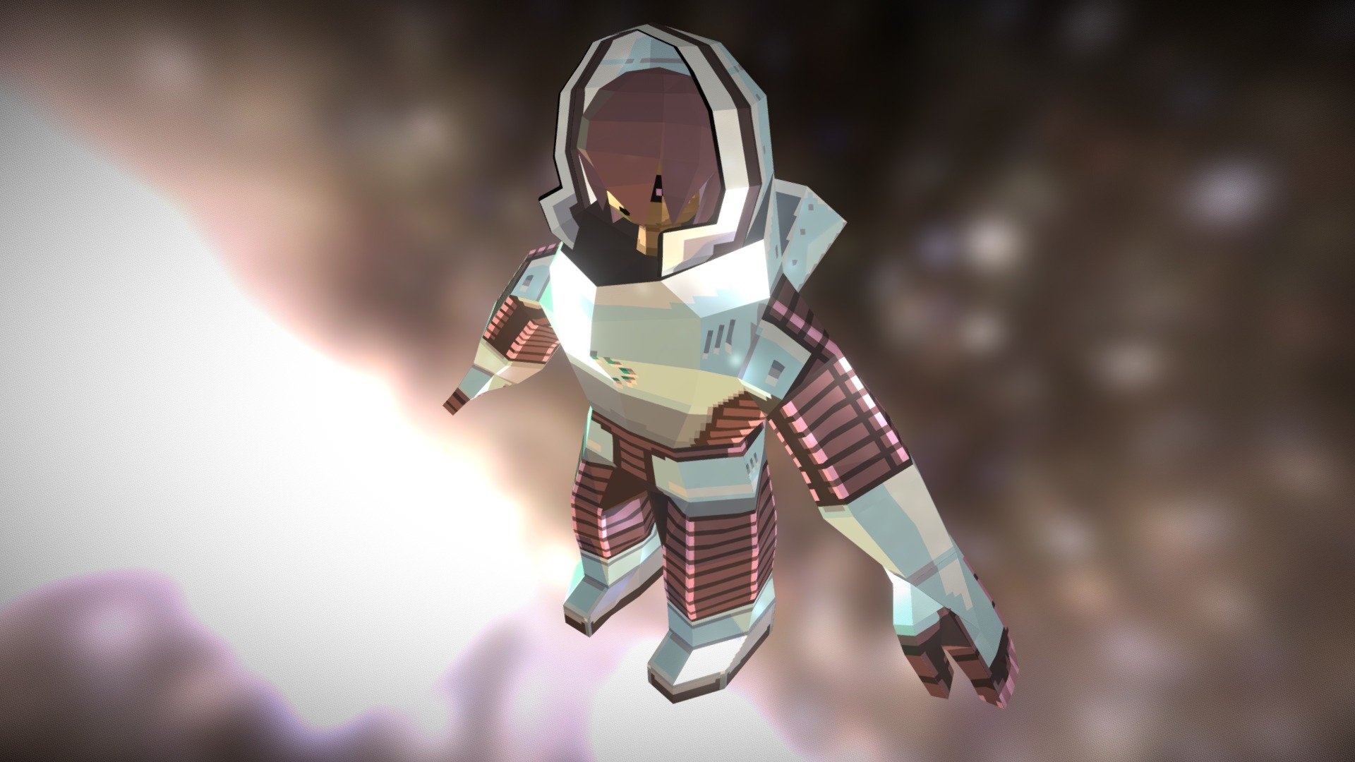 Space pirate girl lowpoly character