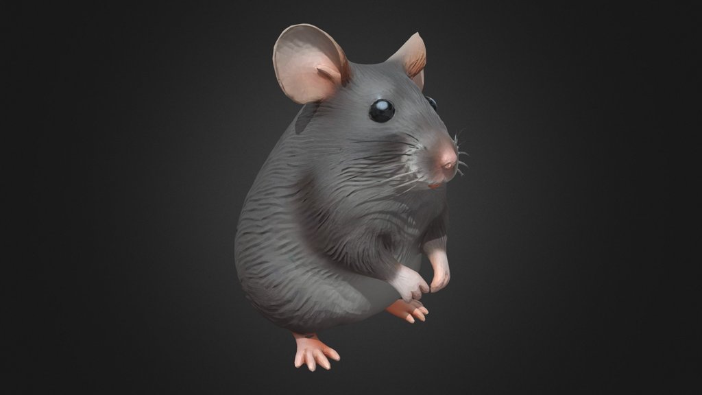 Fat Mouse Sitting Cute Stylized Animal Character
