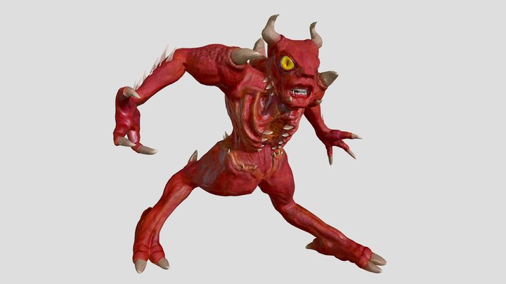 Small Fury Demon 3D Model