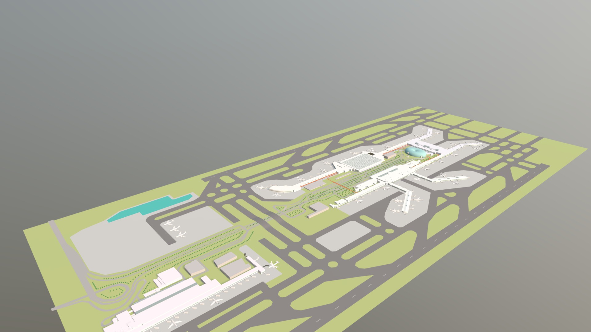 3D model Changi Airport - This is a 3D model of the Changi Airport. The 3D model is about diagram, engineering drawing.