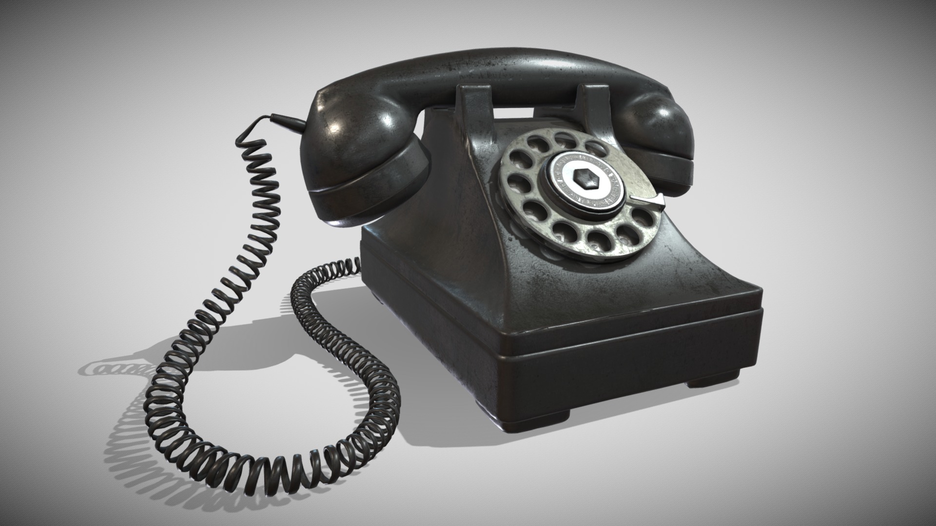 3D model Phone Old Style - This is a 3D model of the Phone Old Style. The 3D model is about a telephone with a cord.