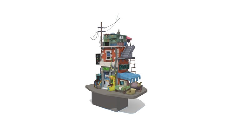 Retro Postapo Building | University Project 3D Model