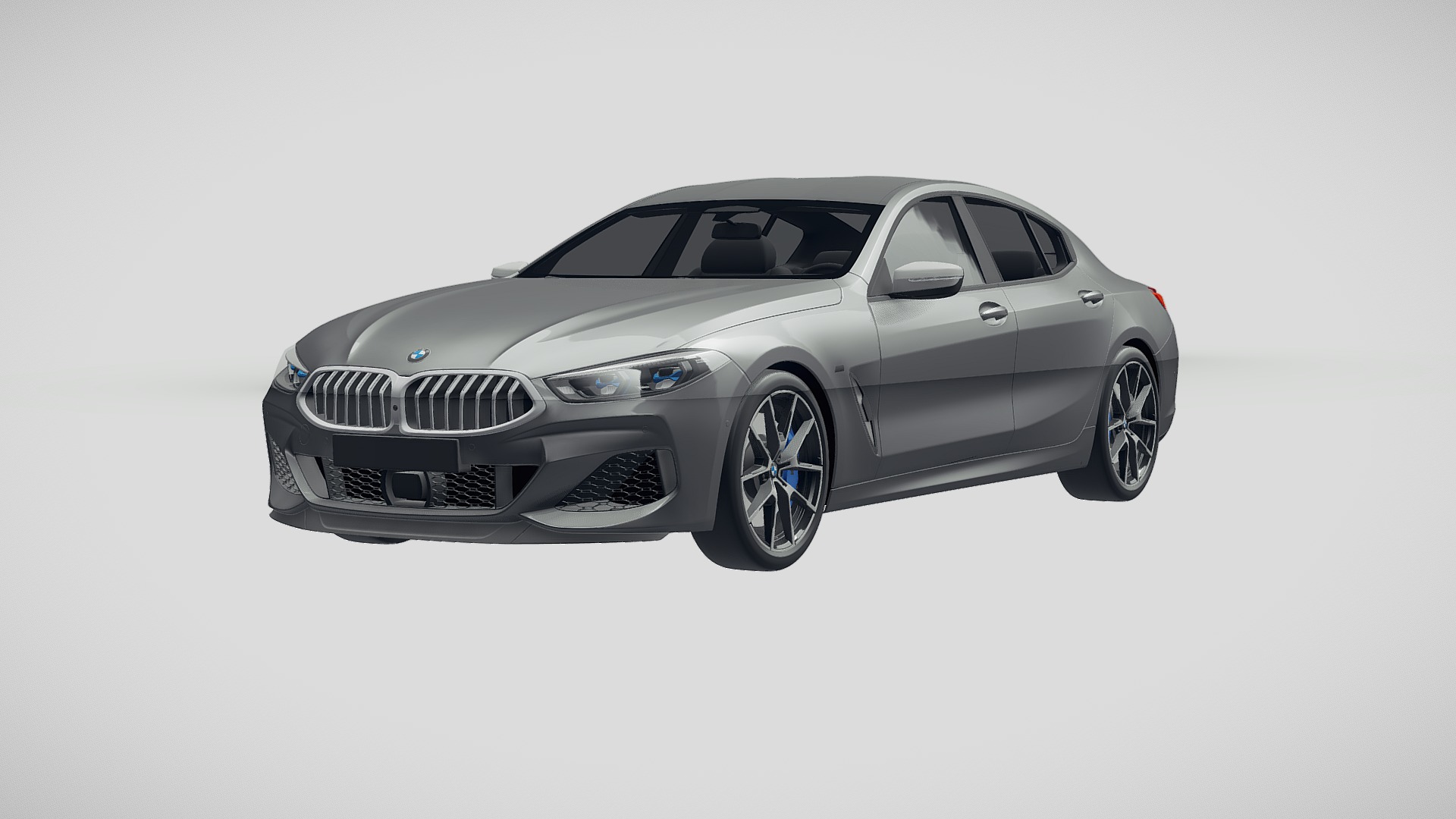 3D model BMW 8-Series Gran Coupe 2020 - This is a 3D model of the BMW 8-Series Gran Coupe 2020. The 3D model is about a silver car with a black grill.