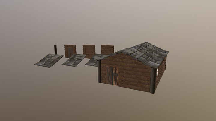 Modular Log Cabin 3D Model