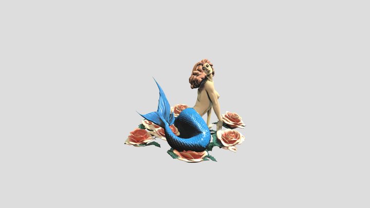 Mermaid Among Roses 3D Model