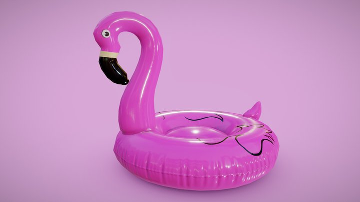 Flamingo Pool Float Low-Poly PBR 3D Model