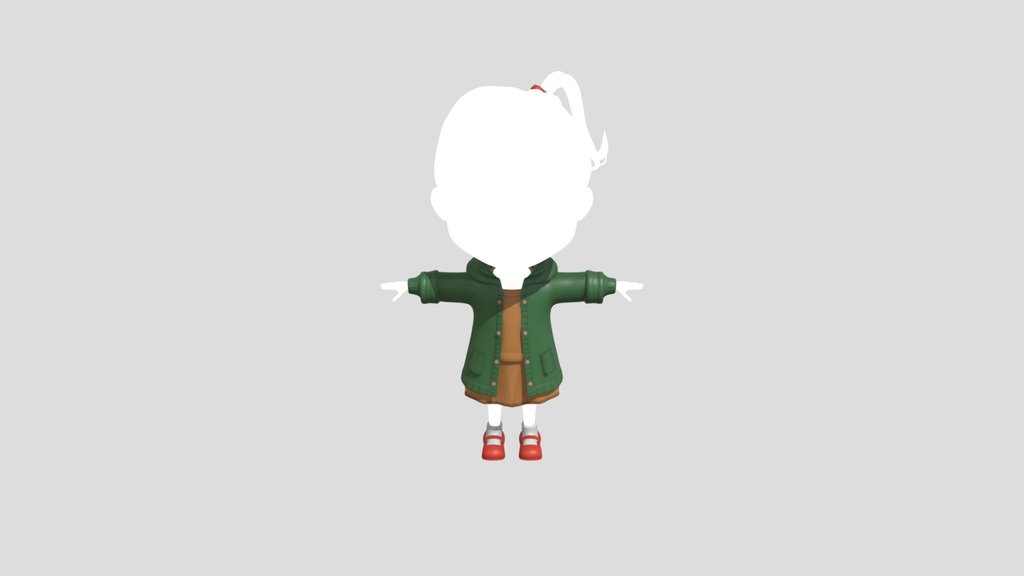 Stylized Cute Cartoon Girl Rigged