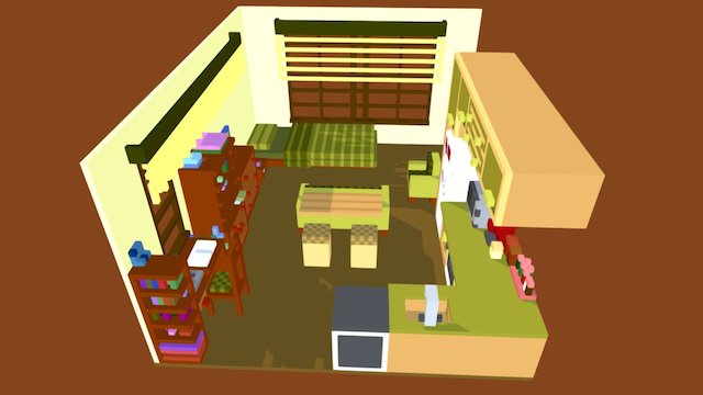 Green&Brown Studio Apartment 3D Model