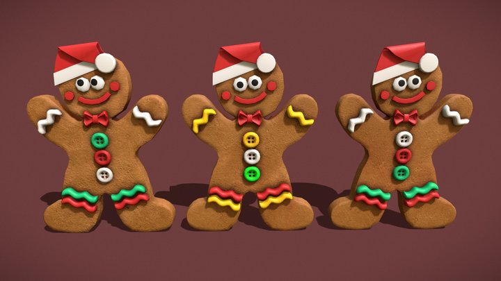 Christmas Ginger Bread Cookies 3D Model