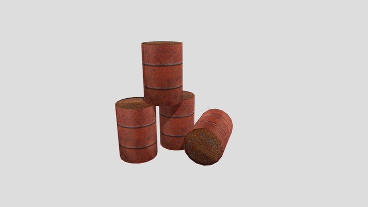 Metal Rusty Barrels 3D Model