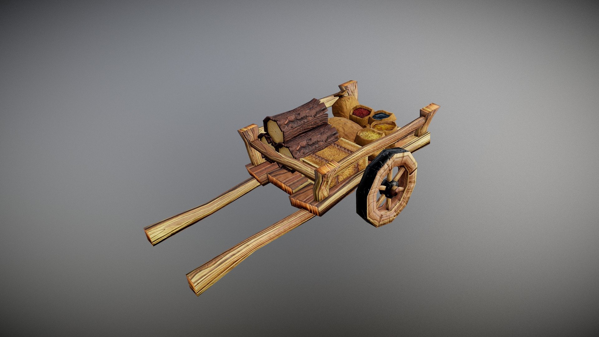 Low Poly Medieval Cart