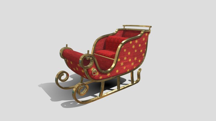 Holiday decorated Sled 3D Model