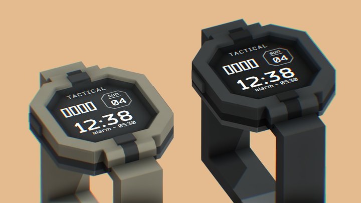 Low Poly Digital Wristwatch #2 3D Model