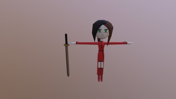 Chibi Model And Sword 3D Model
