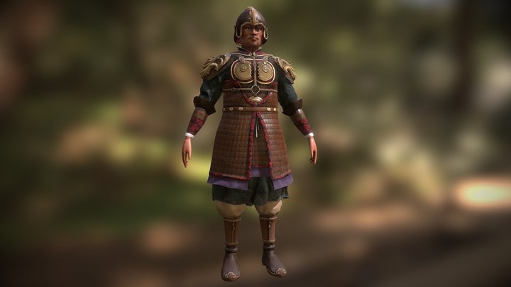 Traditional Ancient Ly Dynasty Warrior 3D Model