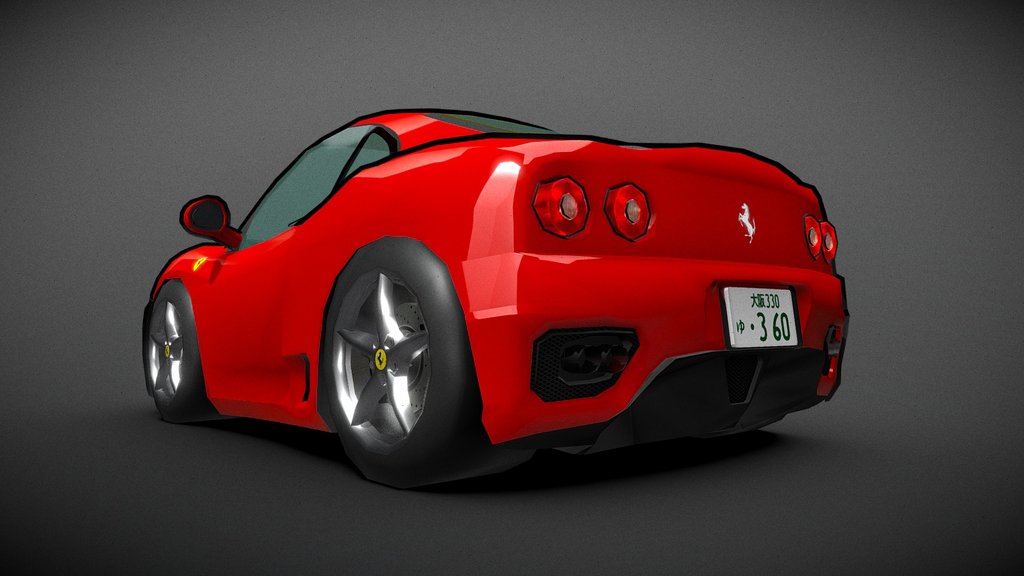 Lowpoly Tooned Ferrari 360 Modena Stylized Car