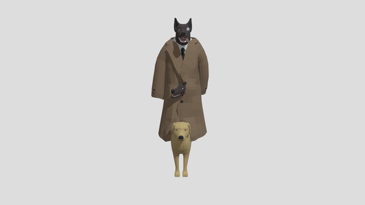 Three Dogs in a Trench coat 3D Model