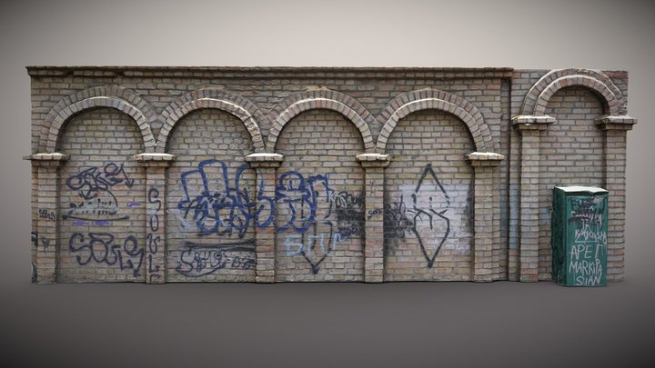 Old Dirty Arched Wall [8K PBR] 3D Model