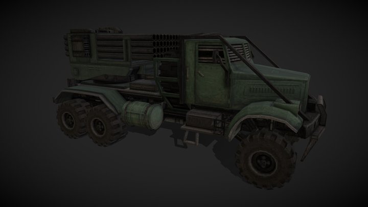 Hailstorm Low-Poly Rocket Artillery Truck 3D Model