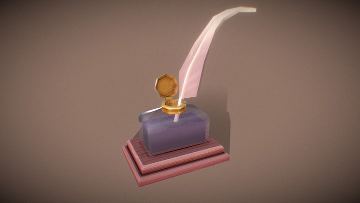 Vintage Archaeologist Inkpot Quill 3D Model