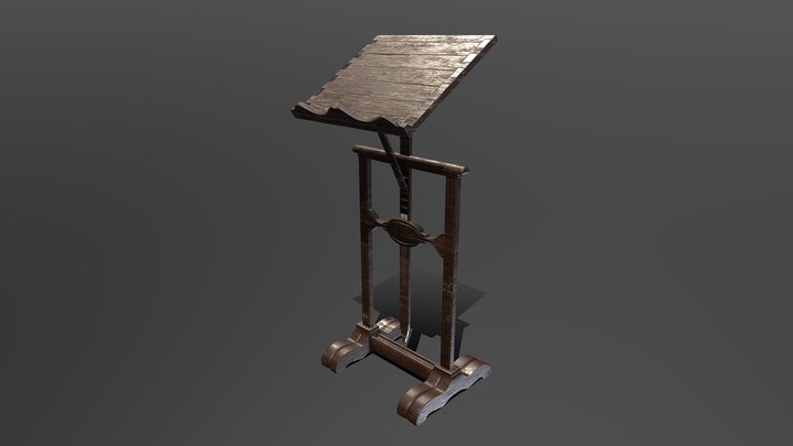 Wooden medieval bookstand 3D Model