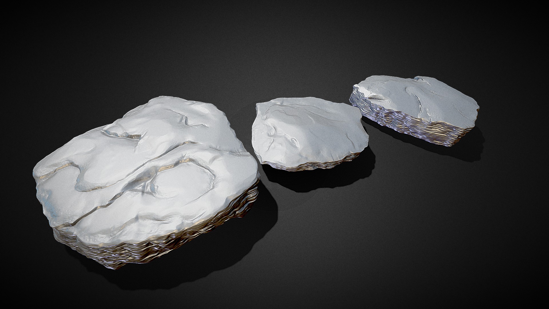 3D model 3D Rock Plates – High Poly - This is a 3D model of the 3D Rock Plates - High Poly. The 3D model is about a few white crystals.