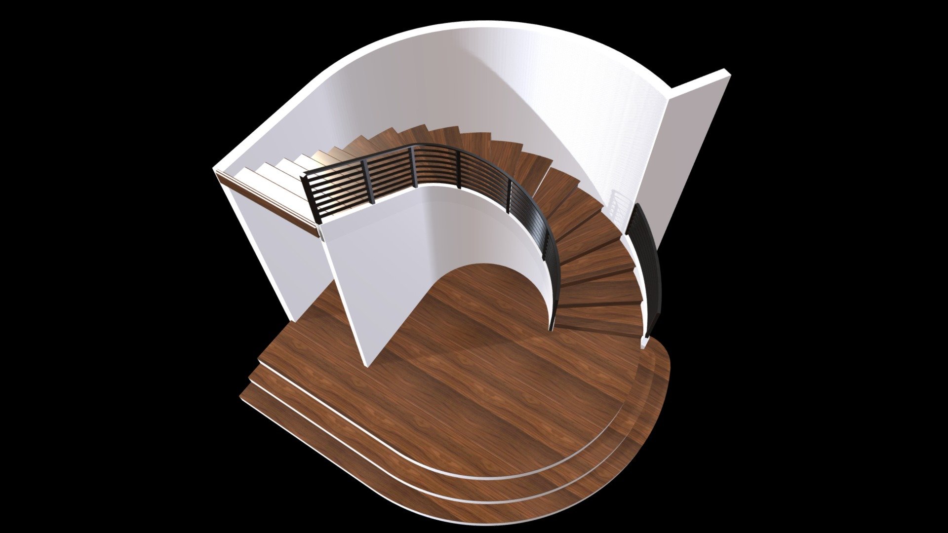 Curved Stair With Metal Railing