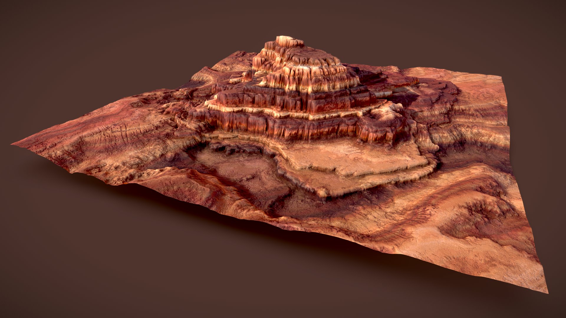 3D model Rocky Terrace Mountain - This is a 3D model of the Rocky Terrace Mountain. The 3D model is about a piece of wood with a cutout of a person's face.