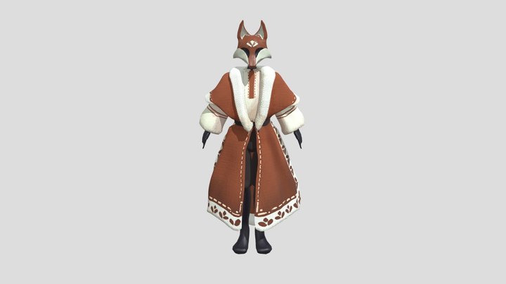 fox mask slavic character 3D Model