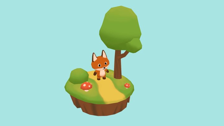 Fox in a forest 3D Model