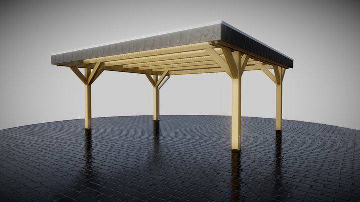 Komfort-Carport 5m Schindelblende 3D Model