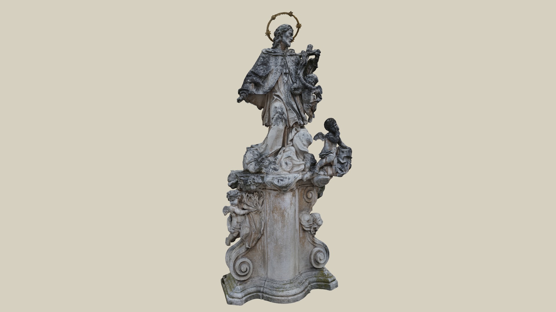 3D model Nepomuk - This is a 3D model of the Nepomuk. The 3D model is about a statue of a person holding a staff.
