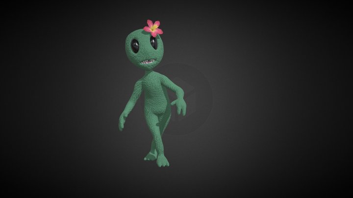 walking alien with flower 3D Model
