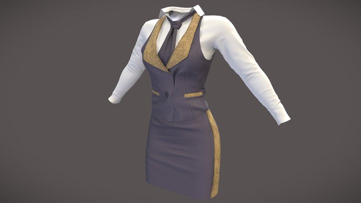 $AVE Female Shirt Vest Mini Skirt Uniform 3D Model