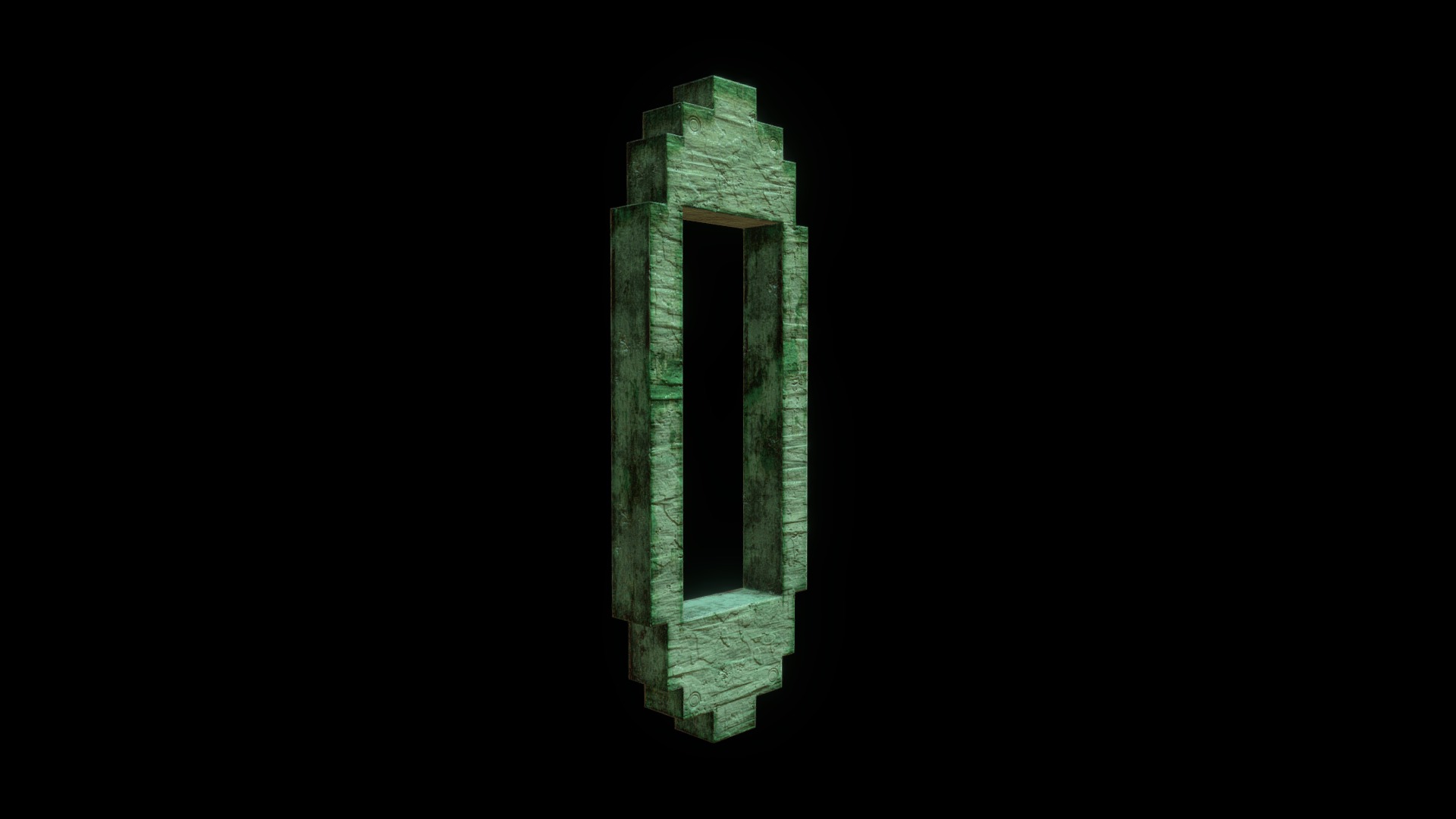 3D model O - This is a 3D model of the O. The 3D model is about a stone pillar with a window.