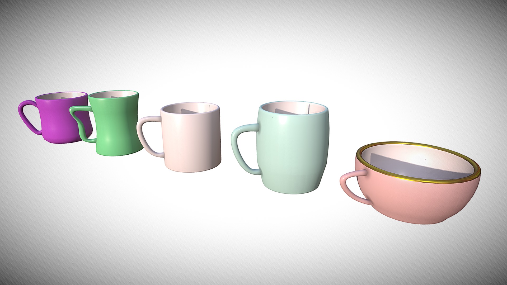 3D model Mug Pack - This is a 3D model of the Mug Pack. The 3D model is about a group of tea cups.